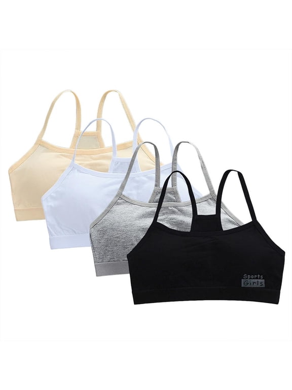 Set of 4 Tween Girls Training Bra for 10-14 Years with Removable Pads