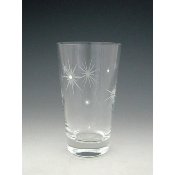 Set of 4 Twinkle Stars Etched Tumbler Beverage Drinking Glasses 16.25 ounces
