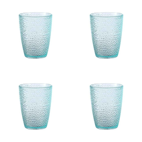 Set of 4 Unbreakable Plastic Drinking Glasses 12 oz Shatterproof Tumblers, Reusable Glass Cups, Dishwasher Safe(Blue)