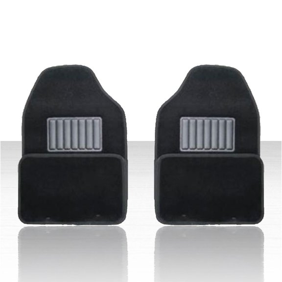 Set of 4 Universal Front and Rear Floor Mats - Black Carpet w/Heel Pad