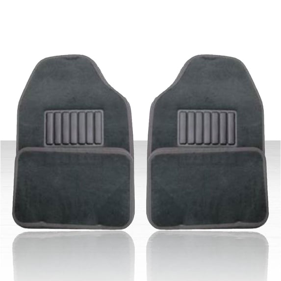 Set of 4 Universal Front and Rear Floor Mats - Dark Charcoal Carpet w/Heel Pad