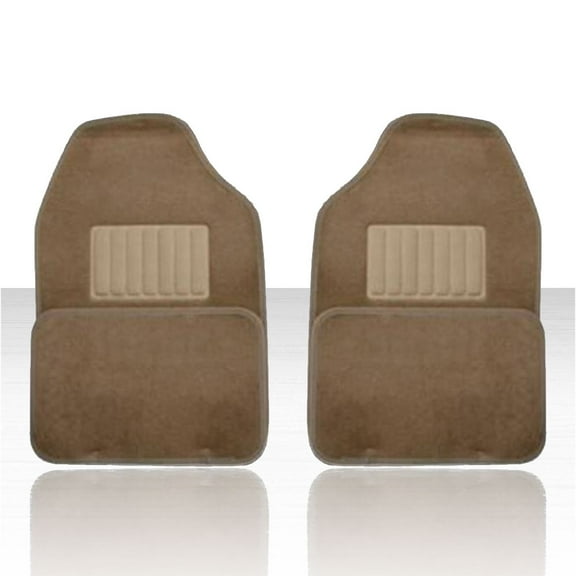 Set of 4 Universal Front and Rear Floor Mats - Dark Tan Carpet w/Heel Pad