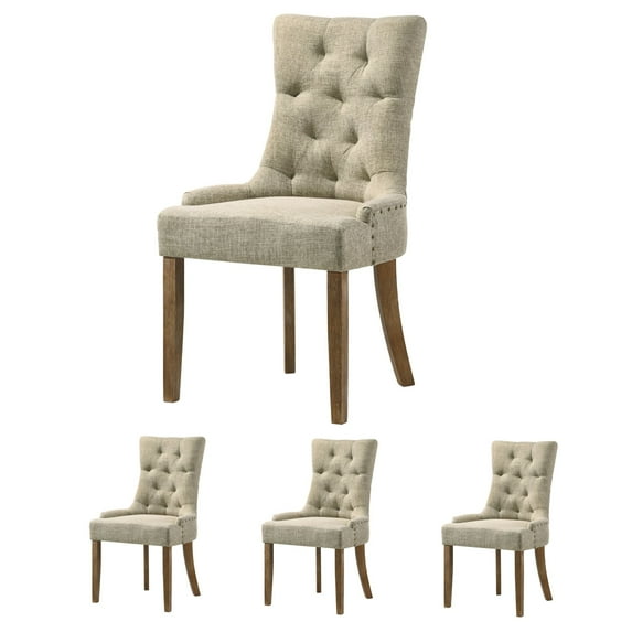 Set of 4 Upholstered Mid Century Dining Chair, Luxurious Single Dining Chair with Solid Wood Legs (Oak)