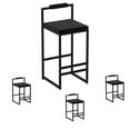 thumbnail image 1 of Set of 4 Upholstered Velvet Bar Stools Modern Kitchen Counter Height Barstools Indoor Dining Chairs (Black), 1 of 12