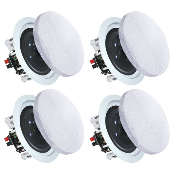 Vaiyer 6.5 Inch 200W In-Wall In-Ceiling Speakers Set of 4 8 Ohm 2-Way Black Grille