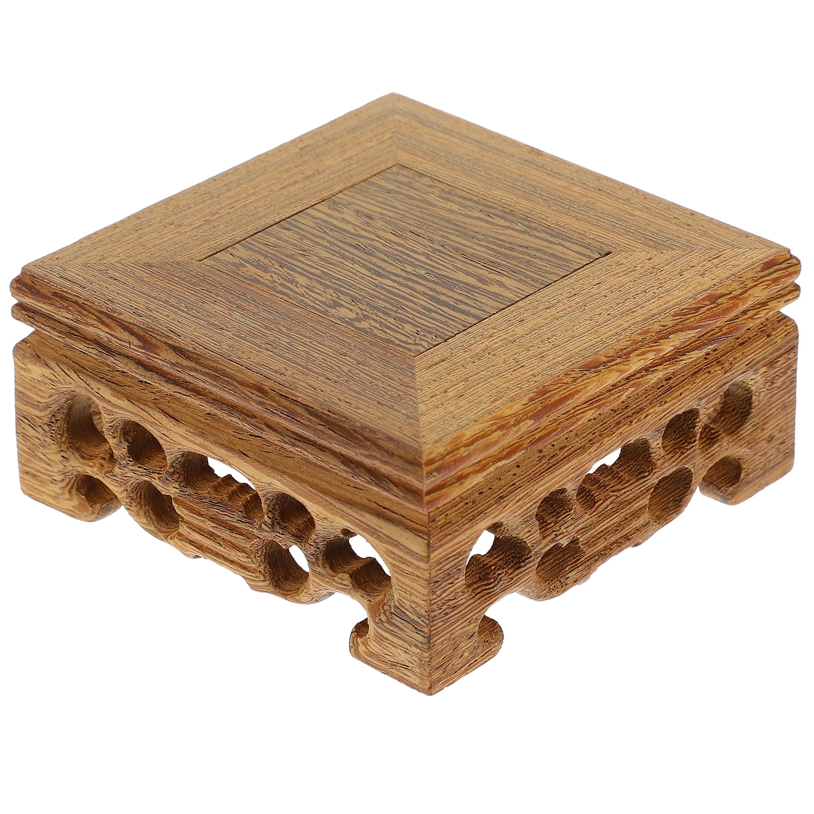 Set of 4 Vase Wooden Base Plant Stand Display Shelf Desktop Wood Base Wood Decorative Base