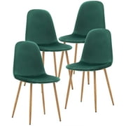 Set of 4 Velvet Retro Dining Chairs Side Chair Green