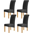 thumbnail image 1 of Set of 4 Velvet Stretch Dining Chair Covers Black, 1 of 5