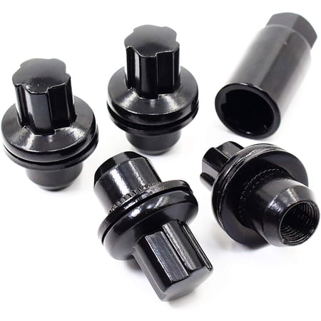 Set of 4 Veritek 14x1.5mm 1.85 Inch Length 0.90 Inch Shank 19mm Key Hex OEM Black Mag Seat Wheel Locks for Range Rover Factory Wheels