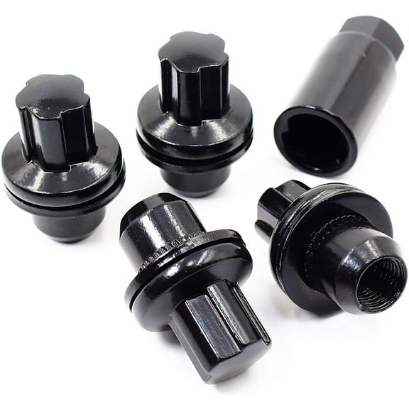 Set of 4 Veritek 14x1.5mm 1.85 Inch Length 0.90 Inch Shank 19mm Key Hex OEM Black Mag Seat Wheel Locks for Range Rover Factory Wheels