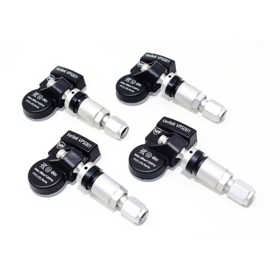 Set of 4 Veritek VPS001 TPMS 433mhz Tire Pressure Sensors for BMW Replaces 36106876957 w/Silver Aluminum Valve Stems Aftermarket Replacement