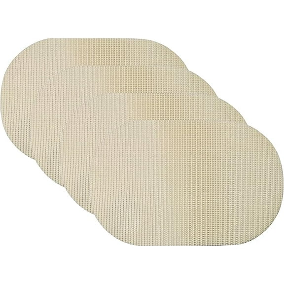 Set of 4 Waffle Weave Non Slip Reversible Table Placemats, Bone