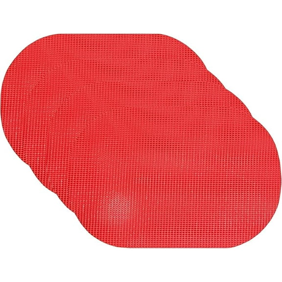 Set of 4 Waffle Weave Non Slip Reversible Table Placemats, Red