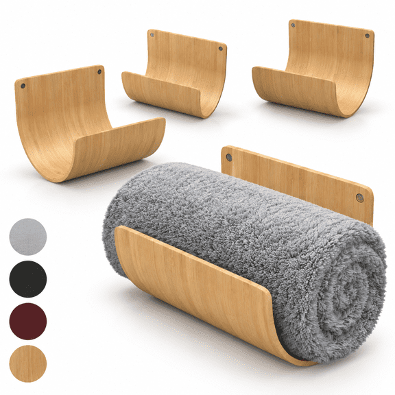 Set of 4 Wall Towel Holders for Rolled Towels Bathroom Storage