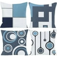 thumbnail image 1 of Set of 4 White Gray Blue Modern Abstract Geometric Throw Pillow Covers 16x16 Inches Decorative Cushion Pillow Cases Square Pillowcases for Bed Sofa, 1 of 6