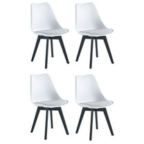 Set of 4 White Wood and Polypropylene Dining Chairs Modern Design Style Dining Room