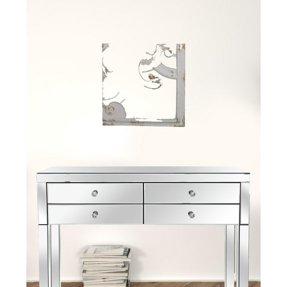 Set of 4 Whitewashed Arabesque Carved Wall Art