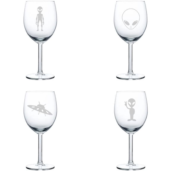 Set of 4 Wine Glass Gift Alien Collection (10 oz)