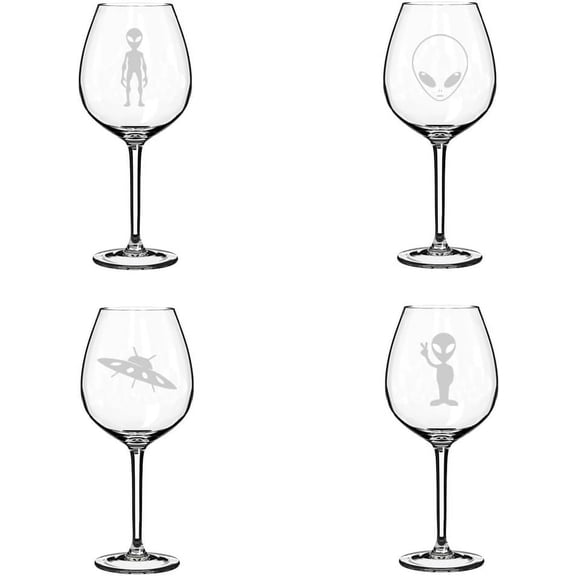 Set of 4 Wine Glass Gift Alien Collection (20 oz Jumbo)