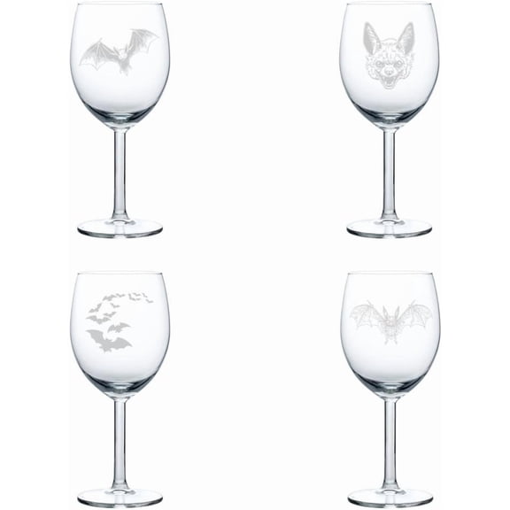 Set of 4 Wine Glass Gift Bat Collection (10 oz)