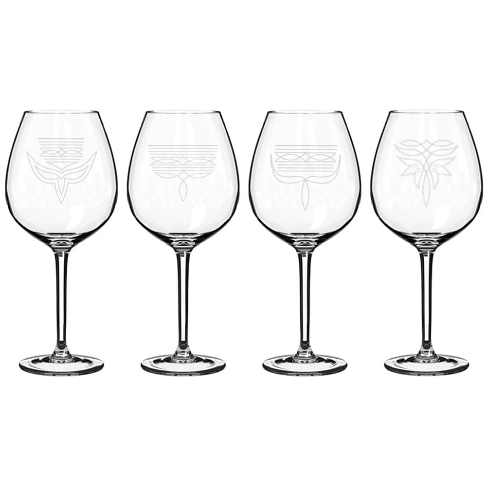 Set of 4 Wine Glass Gift Boot Stitch Cowboy Cowgirl Collecttion (20 oz Jumbo)