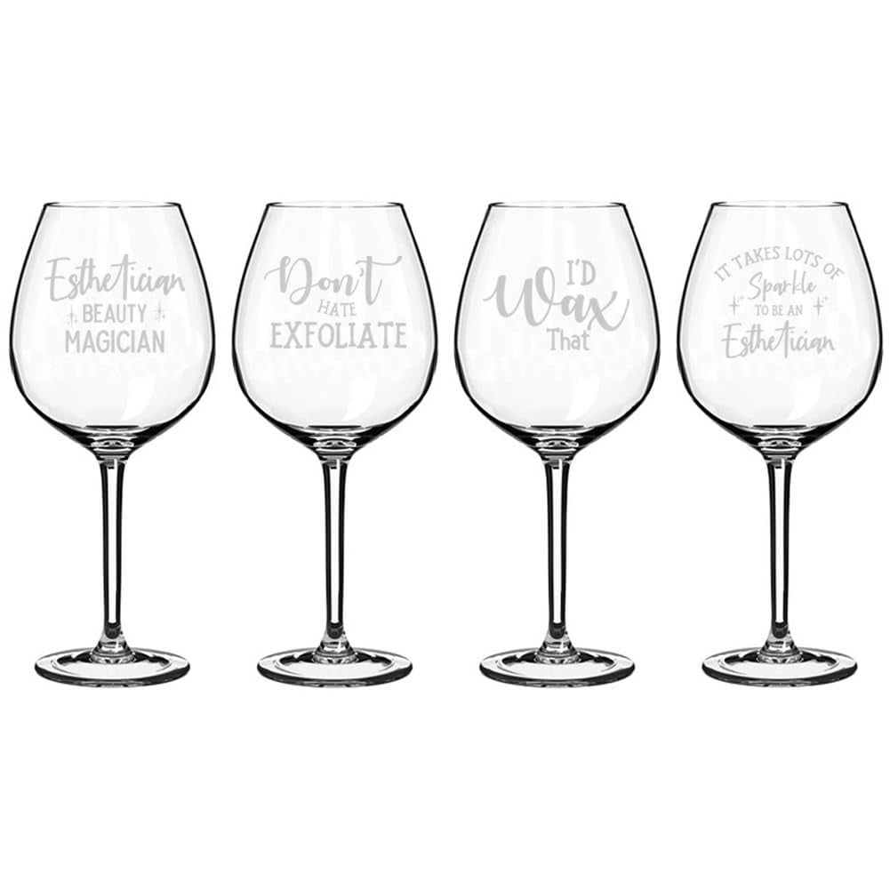 Set of 4 Wine Glass Gift Esthetician Collection (20 oz Jumbo)
