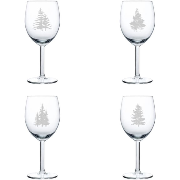 Set of 4 Wine Glass Gift Forest Trees Collection (10 oz)