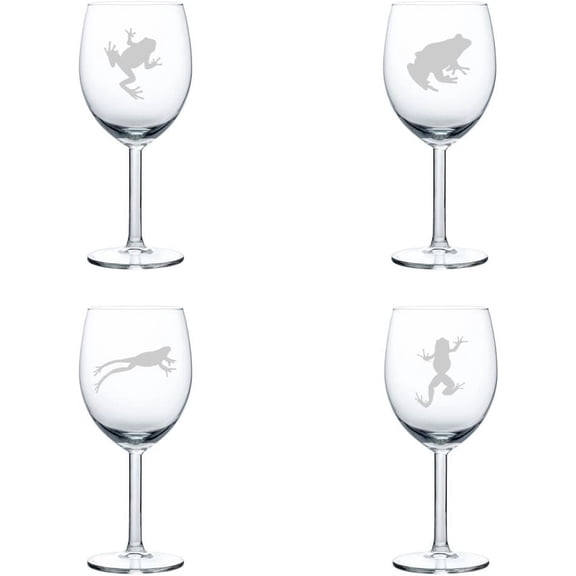 Set of 4 Wine Glass Gift Frog Collection (10 oz)