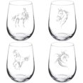 thumbnail image 1 of Set of 4 Wine Glass Gift Goblet FANCY Horse Collection (17 oz Stemless), 1 of 1