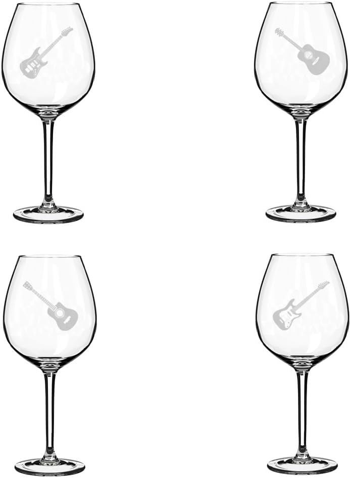 Set of 4 Wine Glass Gift Guitar Collection (20 oz Jumbo)