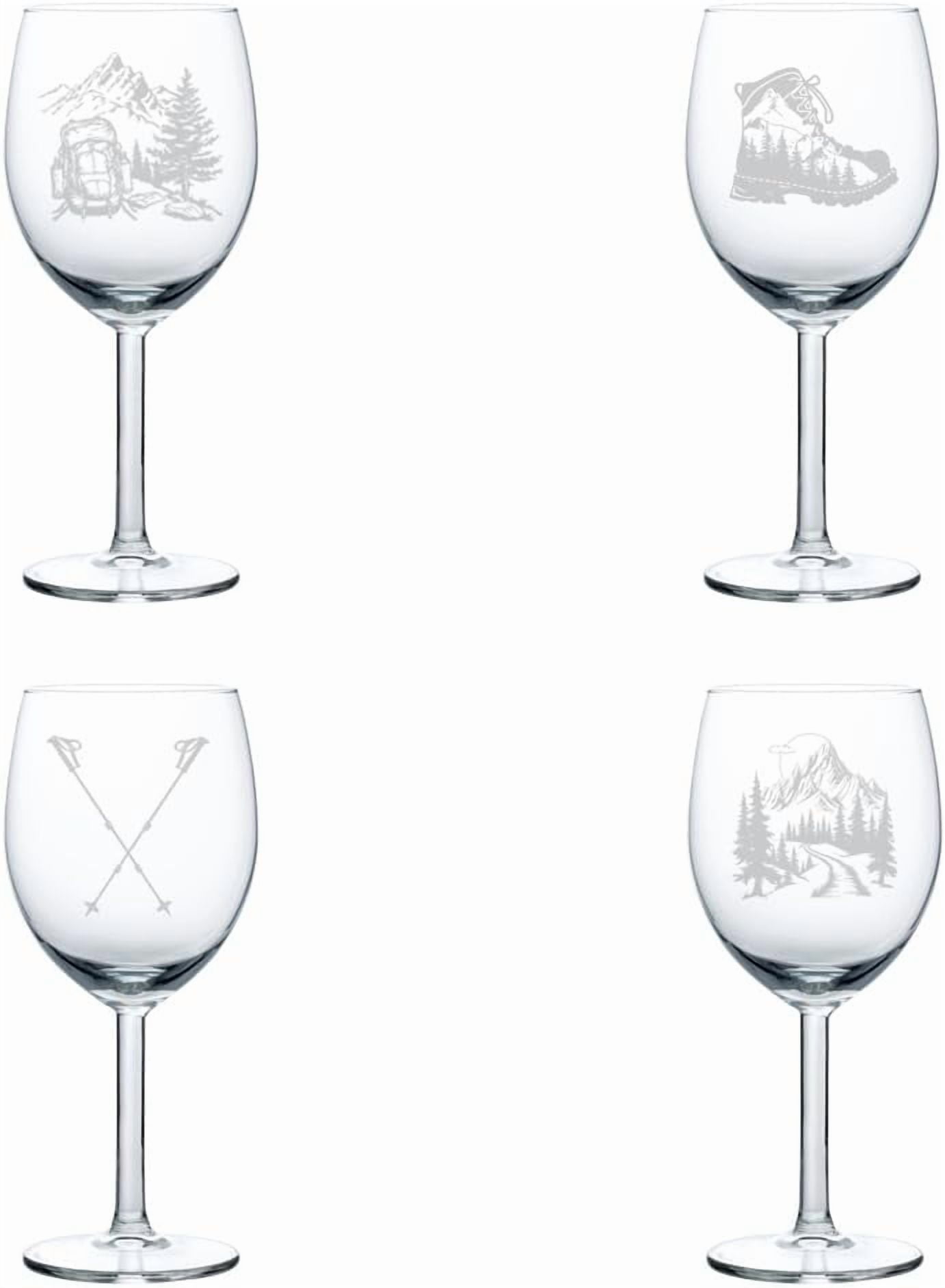 Set of 4 Wine Glass Gift Hiking Hiker Collection (10 oz)