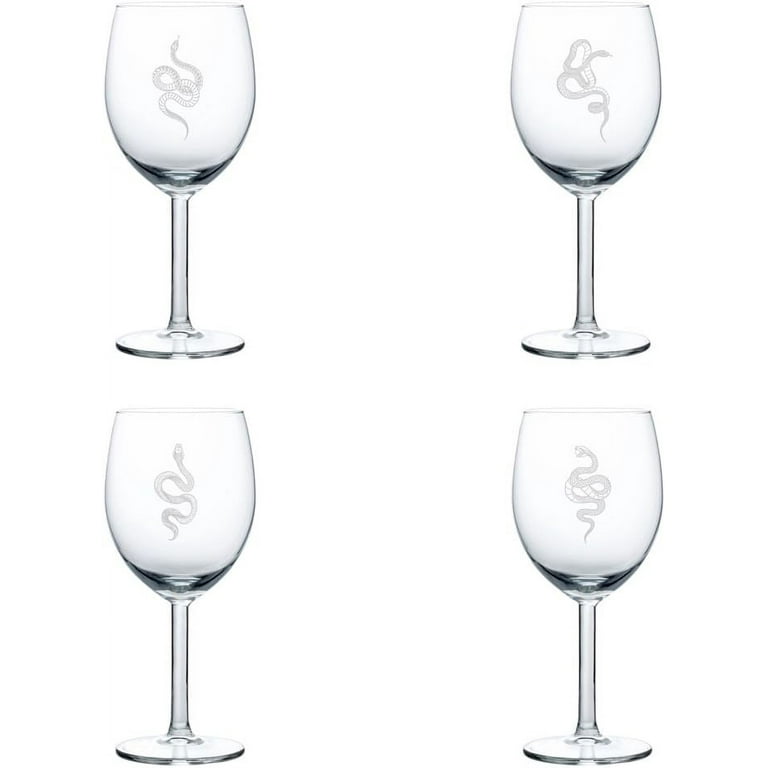 Set of 4 Wine Glass Gift Snake Collection (10 oz), Size: One size, Clear