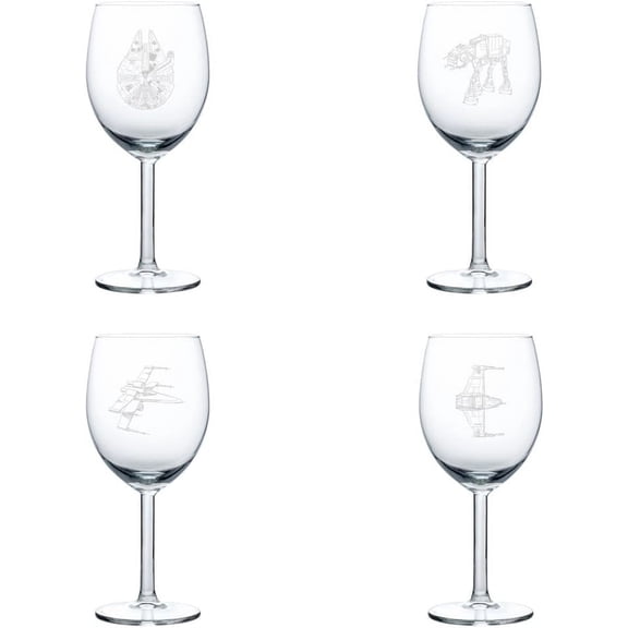 Set of 4 Wine Glass Gift Spaceship Collection Two (10 oz)