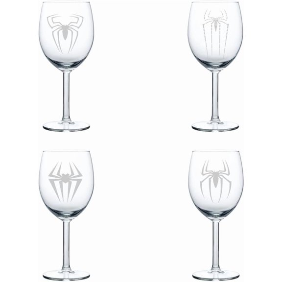 Set of 4 Wine Glass Gift Spiders Spider Collection (10 oz)