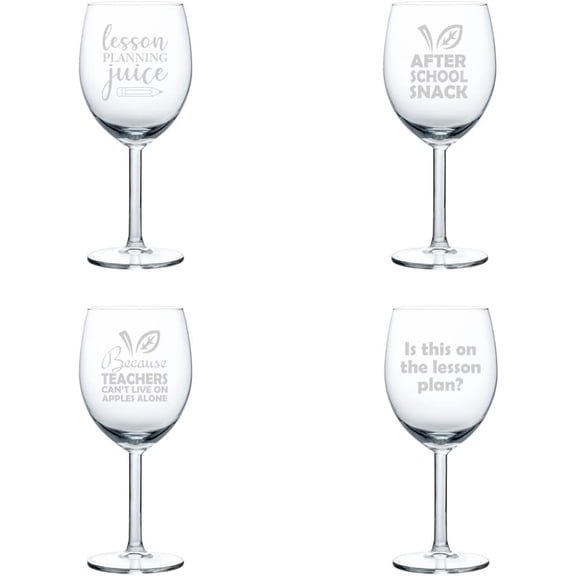 Set of 4 Wine Glass Gift Teacher Collection (10 oz)