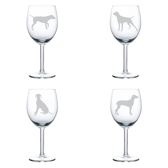 Set of 4 Wine Glass Goblet German Shorthaired Pointer Collection (10 oz)
