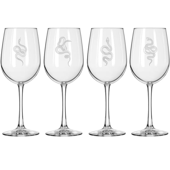 Set of 4 Wine Glass for Red or White Wine Gift Snake Collection (16 oz Tall Stemmed)