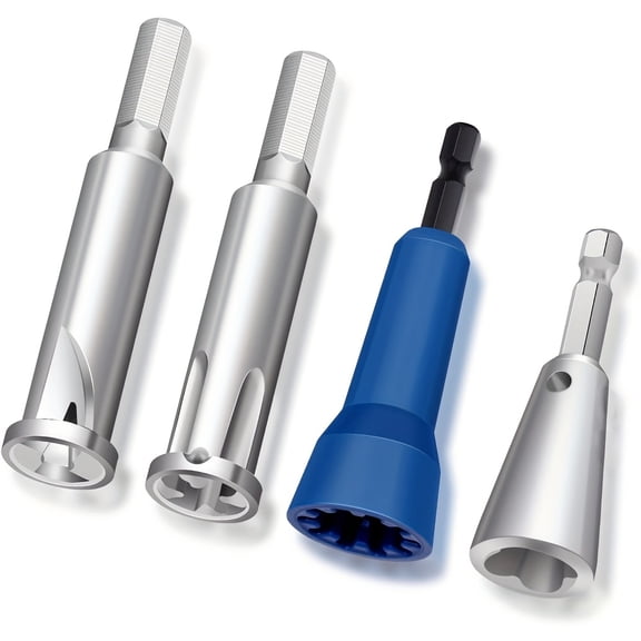Set of 4 Wire Twisting Tools Designed for Drills, Including a Wire Nut Twister And Wire Stripper Connector Driver with a 1/4" Chuck for Quick Cable