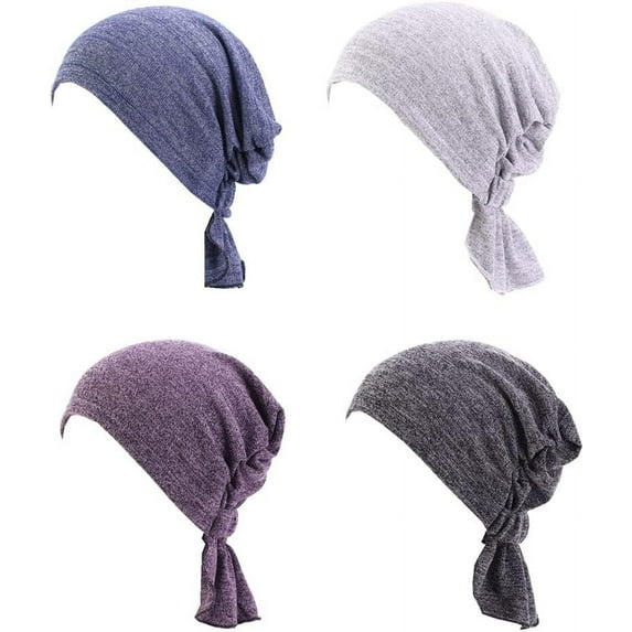 Set of 4 Women's Pre-Tied Bandanas Covered Head Chemo Bandana Hat Headscarf Hat Cancer Hair Covering