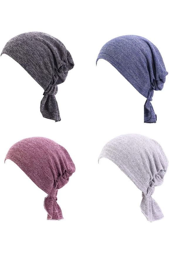 Set of 4 Women's Pre-Tied Bandanas Covered Head Chemo Bandana Hat Headscarf Hat Cancer Hair Covering