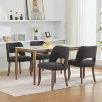 Set of 4 Wood Dining Chairs with Fabric Upholstered Back and Seat Modern Accent Side Chair w/Wood Legs for Living Room/Dining Room/Bedroom/Restaurant