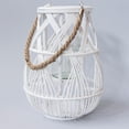 thumbnail image 1 of Set of 4 Wood With Open Weave Look And Rope Handle Lantern, 1 of 3