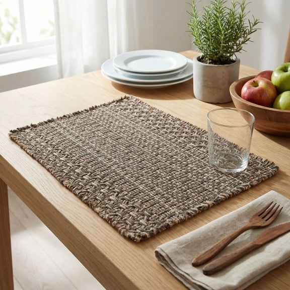 Set of 4 Woven Table Placemat, Natural Fiber Boho Dining Table Mat, Heat Resistant Rustic Farmhouse Placemat for Kitchen Table Decor  11" x 16"