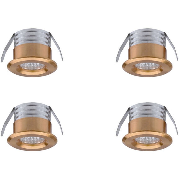 Set of 4 mini recessed LED spotlights, 3 W, neutral gold light