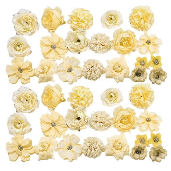 Set of 40 Artificial Silk Flower Set for Wedding Bouquets Roses Peonies Dahlia Realistic Florals Table Centerpieces