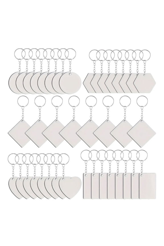 Set of 40 Sublimation Keyring Blanks Set Heat Transfer MDF Keychain Double-Sided Printed Thermal Transfer Keyrings