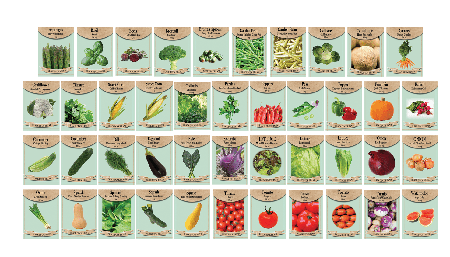 Set of (43) Current Year Assorted Vegetable & Herb Seeds - Create a Deluxe Garden All Seeds are Heirloom - 100% Non-GMO - Heirloom