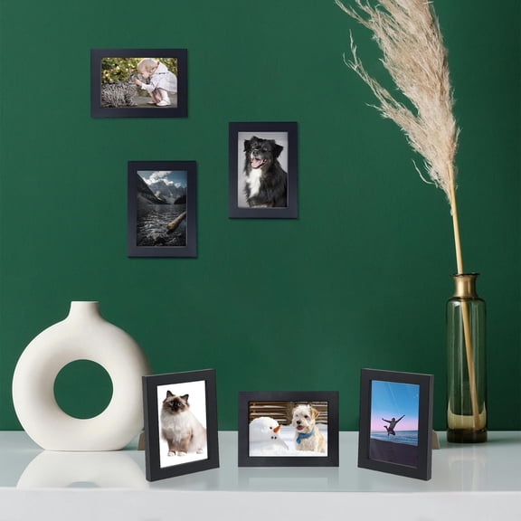 Set of 48 4x6 Black Picture Frames, Bulk Wall and Tabletop Display, Simple Wooden Frames for Gallery, Photos, or Artwork