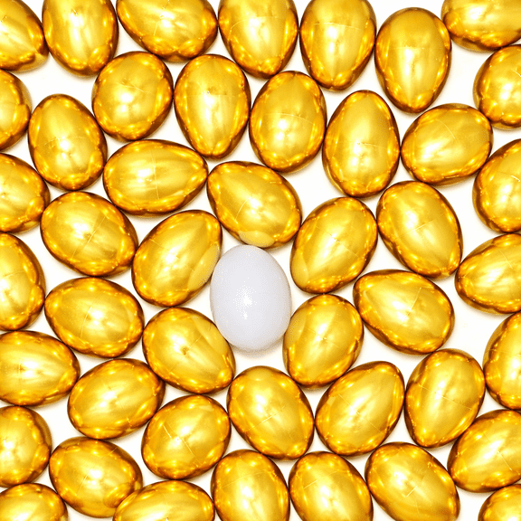 Set of 48 Easter Eggs Fillable Plastic Metallic Gold Hinged Eggs for Egg Hunt Kids Party Favors Candy Toy Stuffers