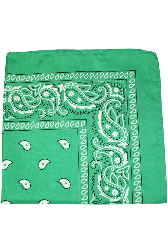 Set of 480 Mechaly Paisley Polyester Bandanas - Bulk Wholesale (Green)